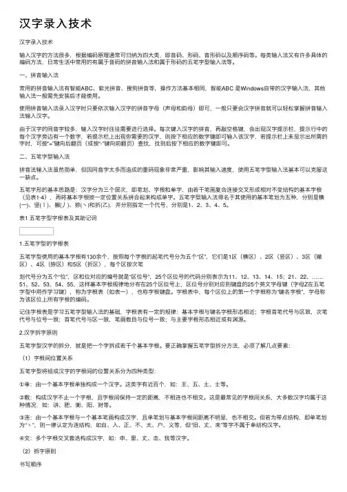 汉字录入技术