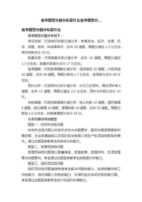 省考题型分值分布是什么省考题型分...