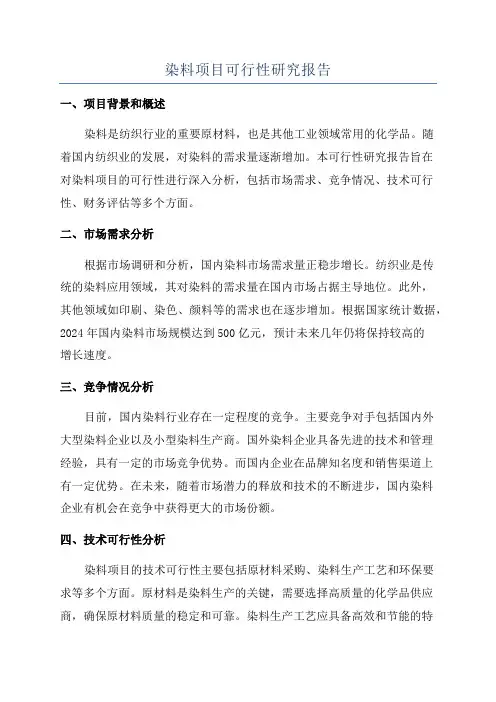 染料项目可行性研究报告