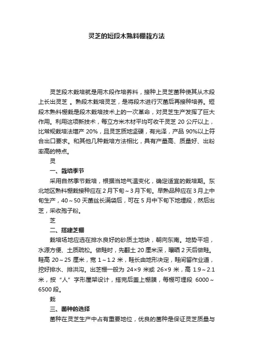 灵芝的短段木熟料棚栽方法
