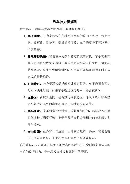 汽车拉力赛规则