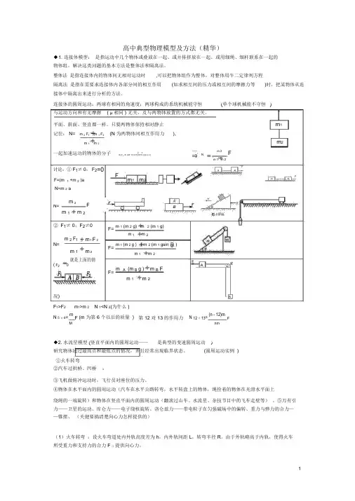 高中物理典型物理模型及方法