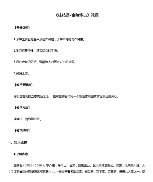 《桂枝香·金陵怀古》教案