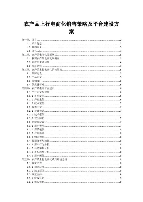 农产品上行电商化销售策略及平台建设方案