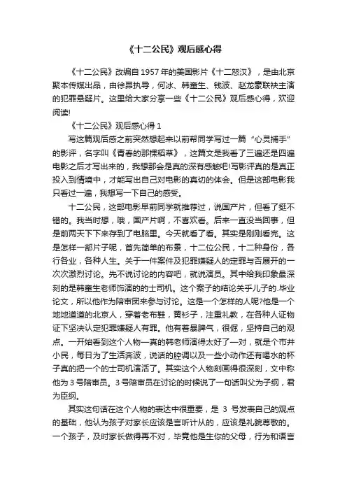 《十二公民》观后感心得