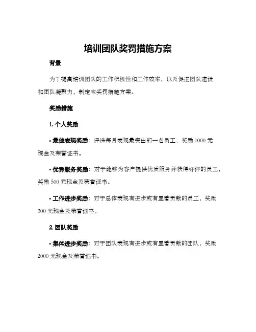 培训团队奖罚措施方案
