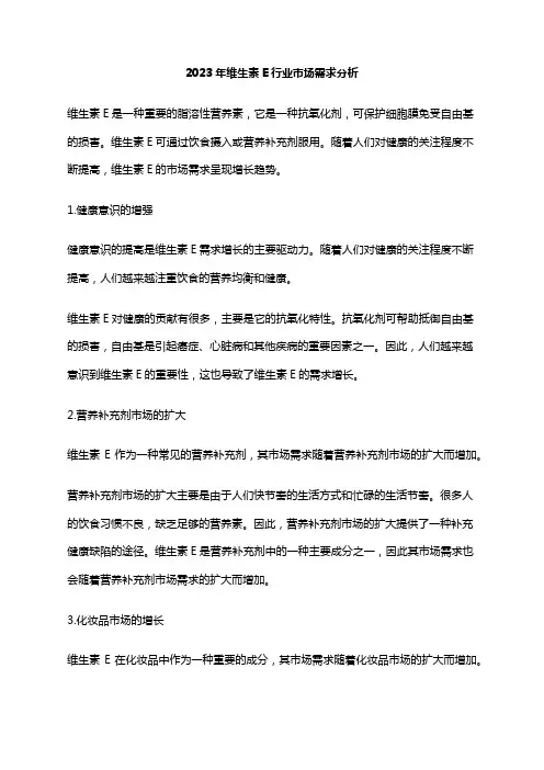 2023年维生素E行业市场需求分析