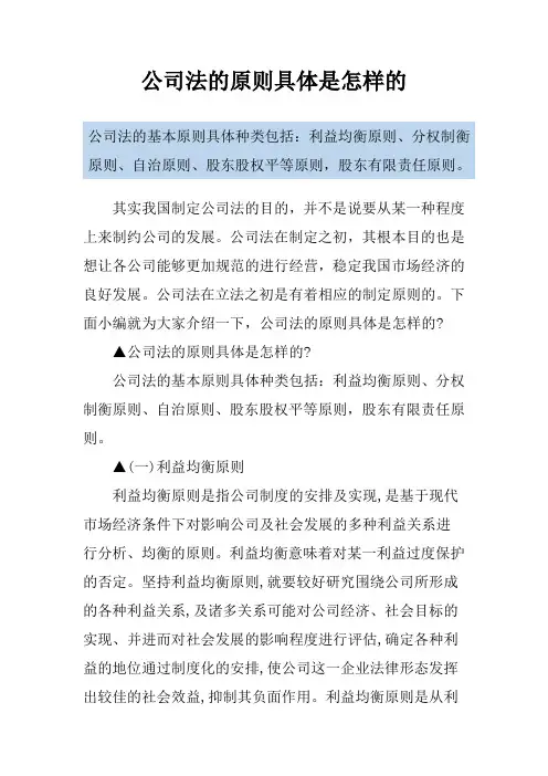 公司法的原则具体是怎样的