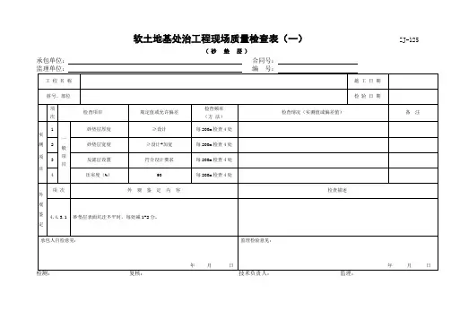 软土地基处治工程现场质量检查表
