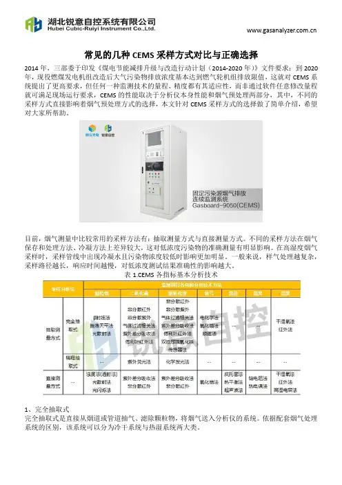 常见的几种CEMS采样方式对比与正确选择