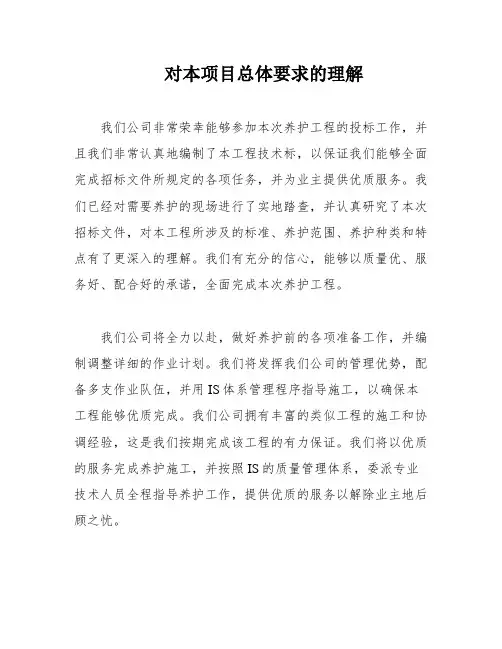 对本项目总体要求的理解
