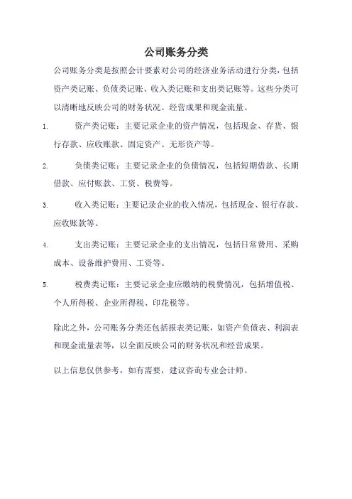 公司账务分类