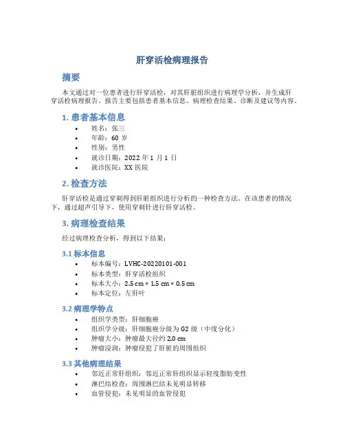肝穿活检病理报告