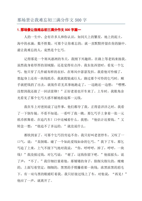 那场景让我难忘初三满分作文500字