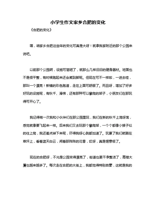 小学生作文家乡合肥的变化