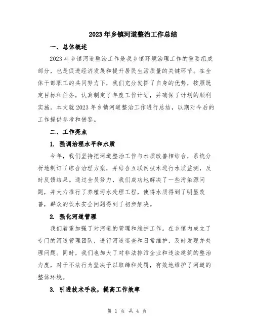 2023年乡镇河道整治工作总结