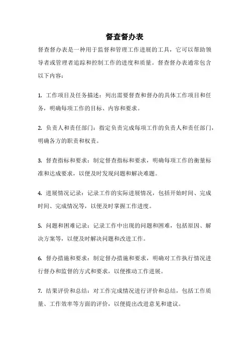 督查督办表