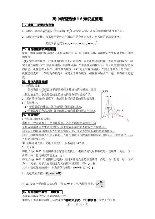 高中物理选修3-5知识点整理