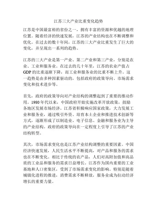 江苏三大产业比重变化趋势