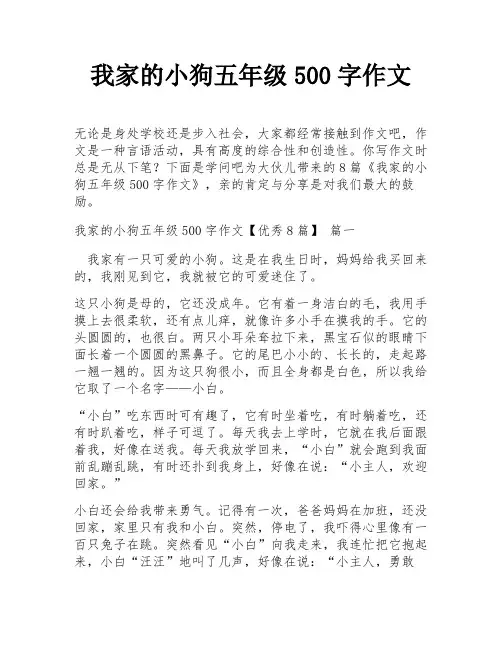 我家的小狗五年级500字作文