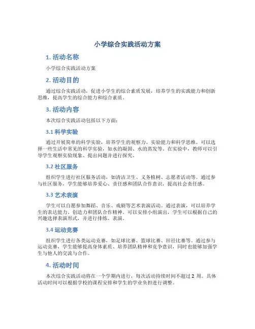 小学综合实践活动方案
