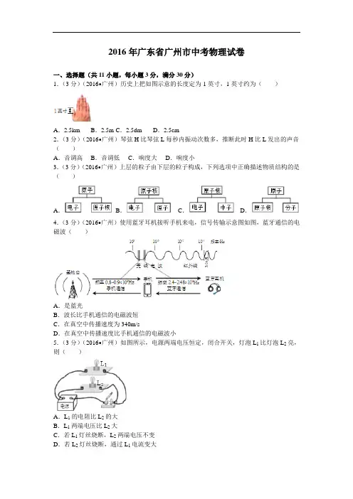 2016年广东省广州市中考物理试卷