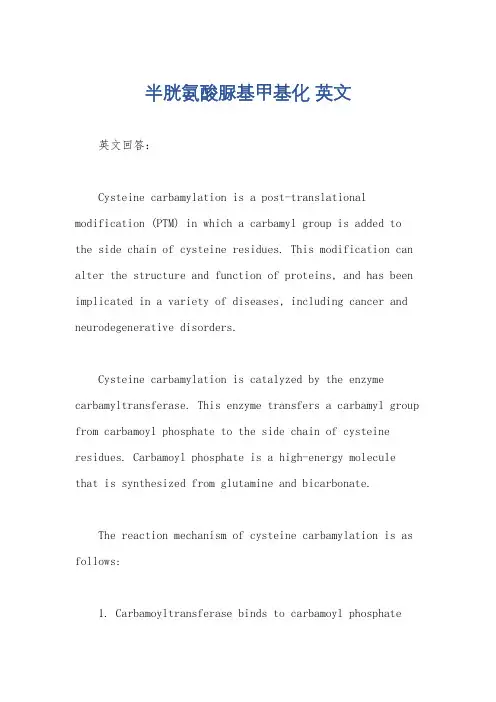半胱氨酸脲基甲基化 英文