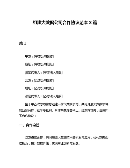 组建大数据公司合作协议范本8篇