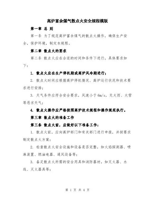 高炉富余煤气散点火安全规程模版