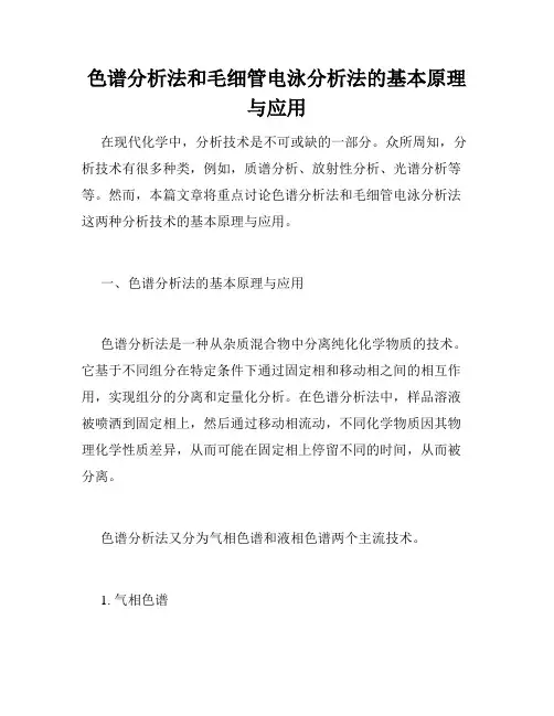 色谱分析法和毛细管电泳分析法的基本原理与应用