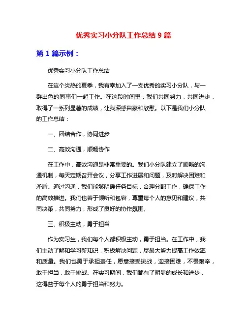优秀实习小分队工作总结9篇
