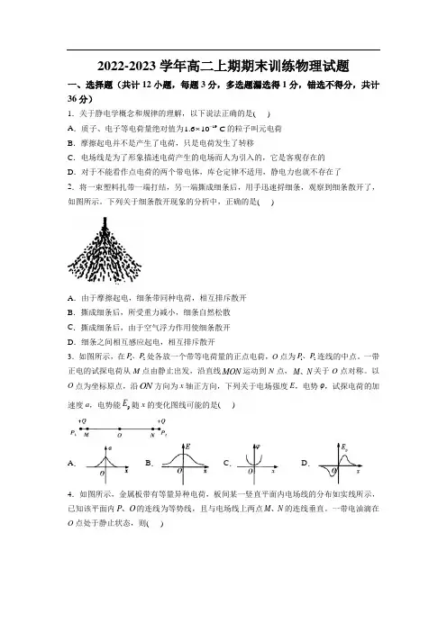 洛阳市第二中学2022-2023学年高二上期期末考试物理试卷(含解析)