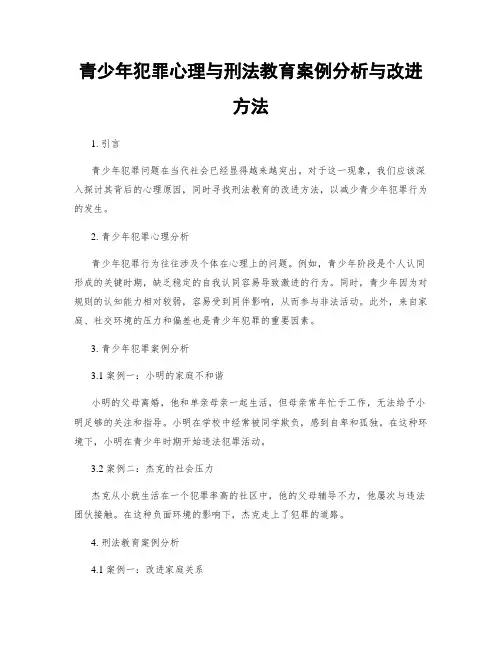 青少年犯罪心理与刑法教育案例分析与改进方法