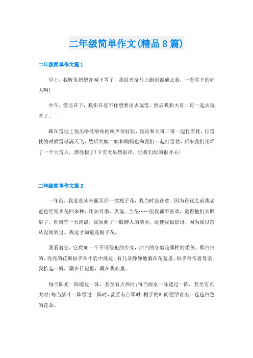 二年级简单作文(精品8篇)