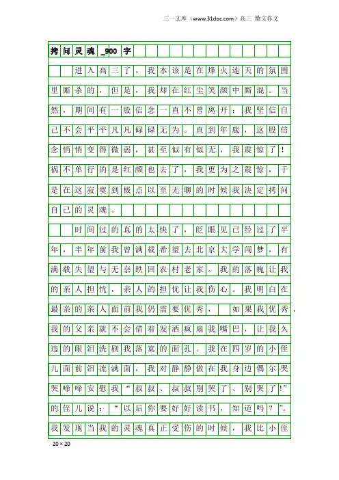 高三散文作文：拷问灵魂_900字