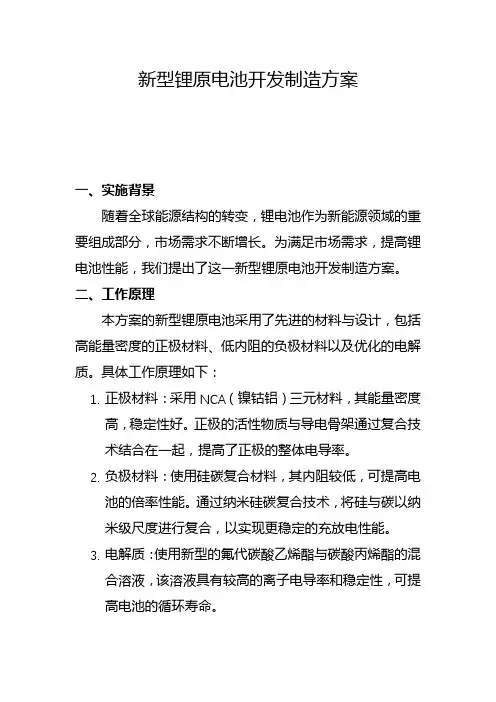 新型锂原电池开发制造方案(二)