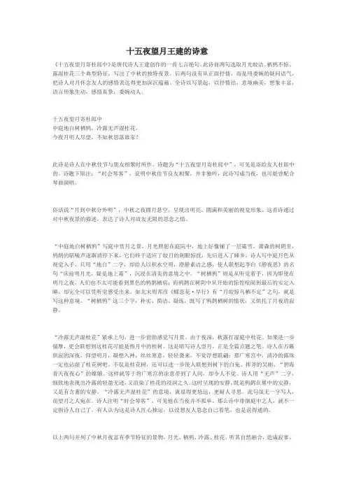 十五夜望月王建的诗意