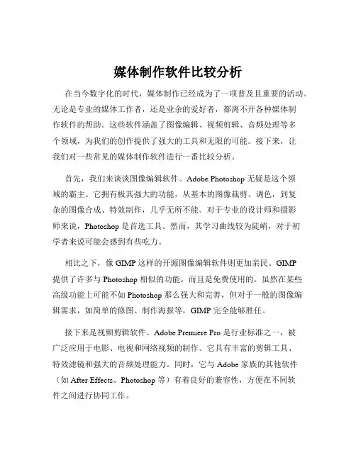 媒体制作软件比较分析