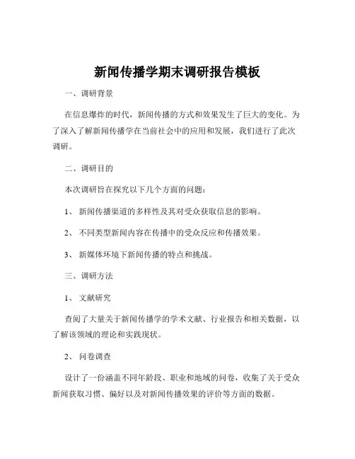 新闻传播学期末调研报告模板