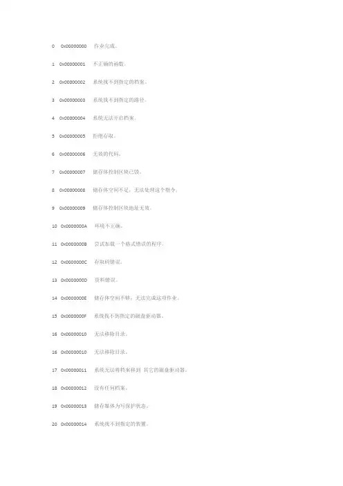 蓝屏代码大全