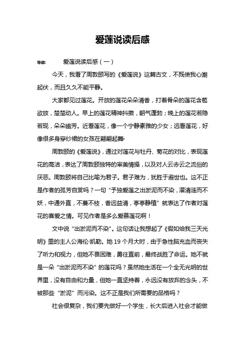 爱莲说读后感