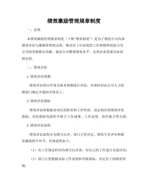 绩效激励管理规章制度