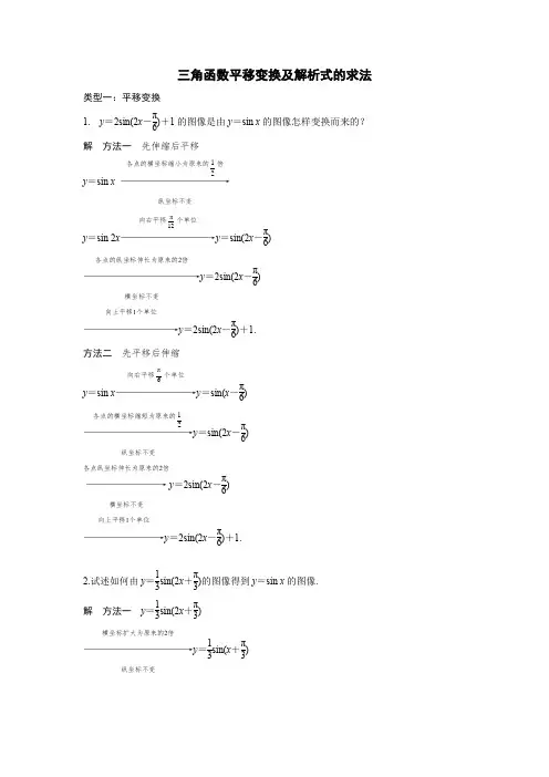 三角函数平移变换及求解析式