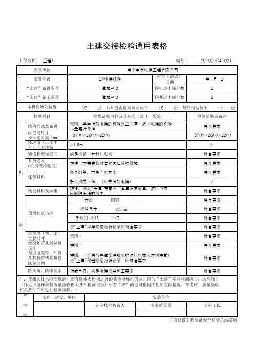 土建交接检验记录表(一)通用表格