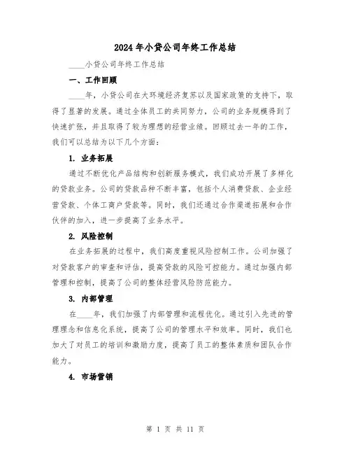 2024年小贷公司年终工作总结（4篇）