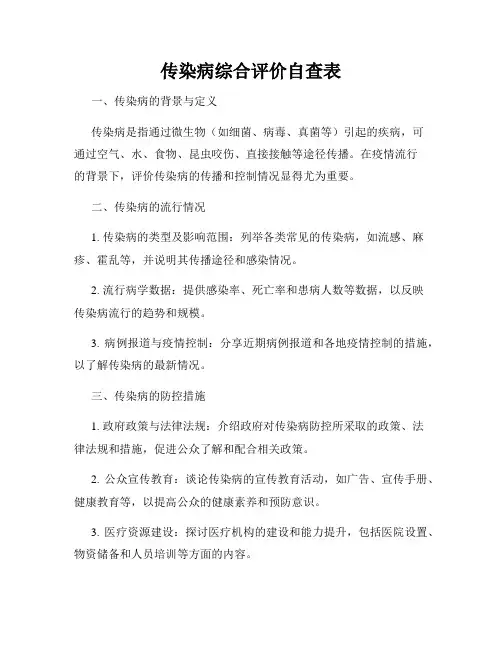 传染病综合评价自查表