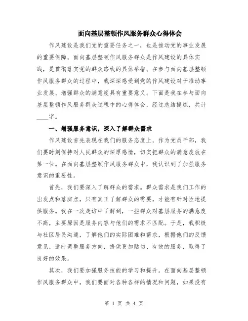面向基层整顿作风服务群众心得体会