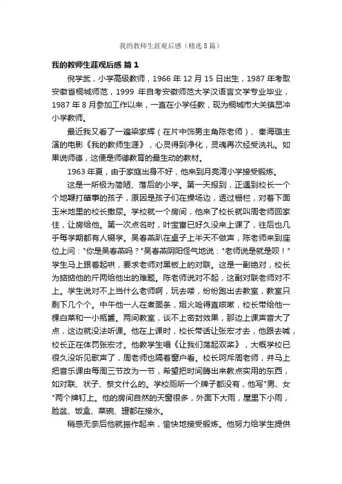 我的教师生涯观后感（精选5篇）