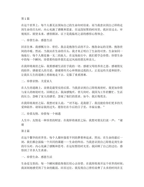 临死之前感悟心得体会(3篇)
