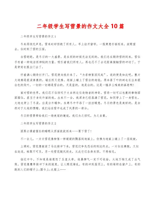 二年级学生写雪景的作文大全10篇